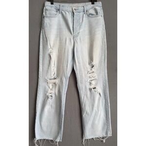 Wild Fable Highest Rise Jean Women 12 Blue Distressed Straight  Light Wash Demin